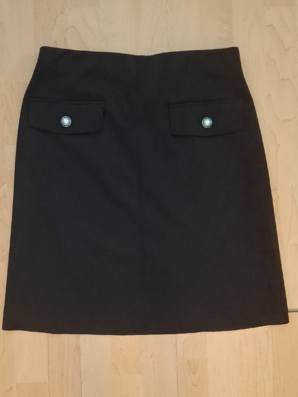 Joseph Ribkoff Black Suede Skirt with Front Flap Faux Pockets Size 10